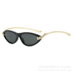 European and American cat-eye sunglasses for women, high-end oval metal ins trend fashion street photography sunglasses wholesale