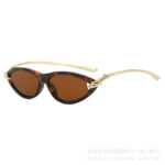 European and American cat-eye sunglasses for women, high-end oval metal ins trend fashion street photography sunglasses wholesale
