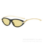 European and American cat-eye sunglasses for women, high-end oval metal ins trend fashion street photography sunglasses wholesale