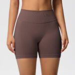 European and American seamless three-section waist fitness shorts for women high-waisted peach butt-lifting sports shorts tight-fitting quick-drying yoga shorts