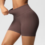 European and American seamless three-section waist fitness shorts for women high-waisted peach butt-lifting sports shorts tight-fitting quick-drying yoga shorts