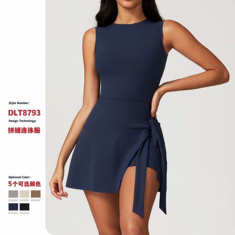 Fake two-piece anti-exposure tight-fitting sports dress with slim straps for casual fitness and beautiful back yoga tennis skirt 8793