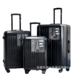 Foreign trade new strong and durable three-piece PC luggage set 20 inches 24 inches 28 inches three-piece leather suitcase suitcase