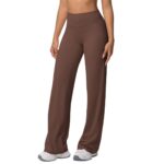 New cross-border double-sided brushed solid color high-waisted loose breathable yoga wide-leg pants running fitness yoga bell-bottom pants