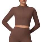 New cross-border solid color brushed zipper short long-sleeved jacket yoga wear sports running fitness yoga top for women