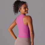 New double-sided nylon solid color tight-fitting belly-covering round-neck sports vest running fitness yoga wear long top for women