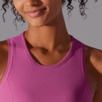 New double-sided nylon solid color tight-fitting belly-covering round-neck sports vest running fitness yoga wear long top for women