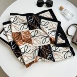 New fashionable and versatile khaki geometric print imitation silk feel curled light luxury style big brand high-end silk scarf