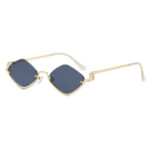 New personalized half-frame rhombus metal sunglasses for women, high-end European and American outdoor sunscreen fashion sunglasses wholesale