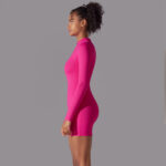 New solid color zipper open collar tight high elastic jumpsuit sports fitness running three-point jumpsuit yoga wear