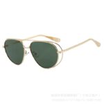 Retro round frame niche design toad mirror for men and women, classic metal sunglasses, anti-UV sun visor