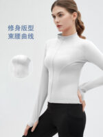 Sports coat women's long-sleeved zipper tights running fitness yoga clothes slim stand-up collar top jacket quick-drying