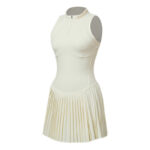 Sports tennis skirt dress half zipper sleeveless skirt women's light luxury outdoor running anti-exposure fitness suit