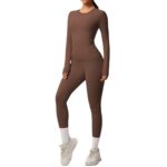 Spot cross-border double-sided brushed tight-fitting breathable solid color training yoga clothes eight-piece set sports running fitness clothes for women