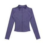 Stand-up collar sports coat for women, slim fit, finger cuffs, long-sleeved tops, running jackets, fitness yoga clothes