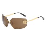 TY8849 New Fashion European and American Curved Frameless Sunglasses Trendy Alphabet Internet Celebrities Same Style Sunglasses