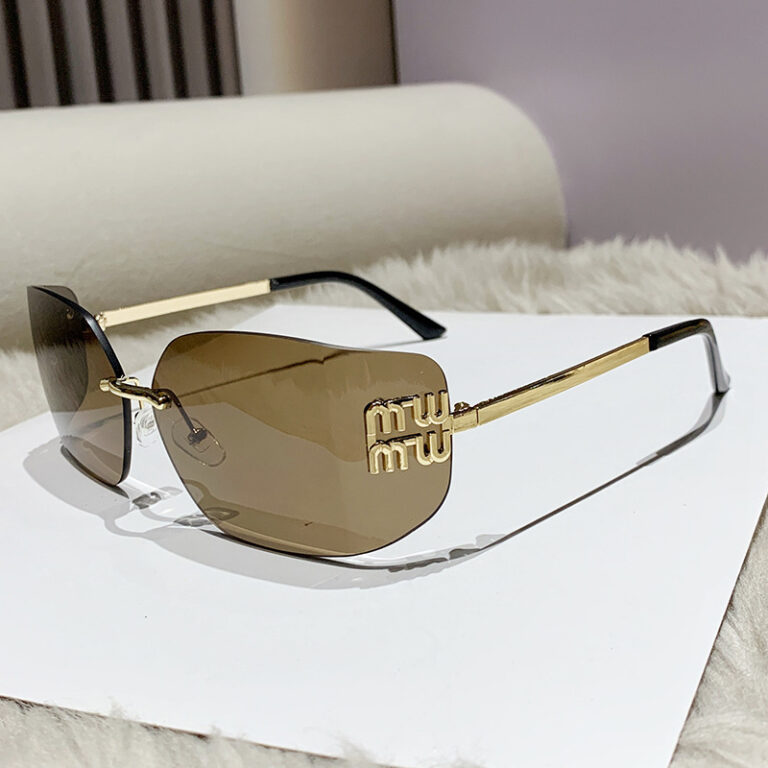 TY8849 New Fashion European and American Curved Frameless Sunglasses Trendy Alphabet Internet Celebrities Same Style Sunglasses