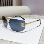 TY8849 New Fashion European and American Curved Frameless Sunglasses Trendy Alphabet Internet Celebrities Same Style Sunglasses