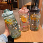 Water cup, super large capacity, high appearance, ton bucket, outdoor sports straw cup, new scale cup, high temperature resistant kettle