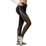 Yoga pants spliced ​​with mesh black and white contrasting color sports fitness pants to modify the legs, sexy thin trousers with high waist and hip lift