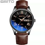 Langlish waterproof luminous watch male student fashion Korean version trend dual calendar ultra-thin leather quartz watch - Image 5