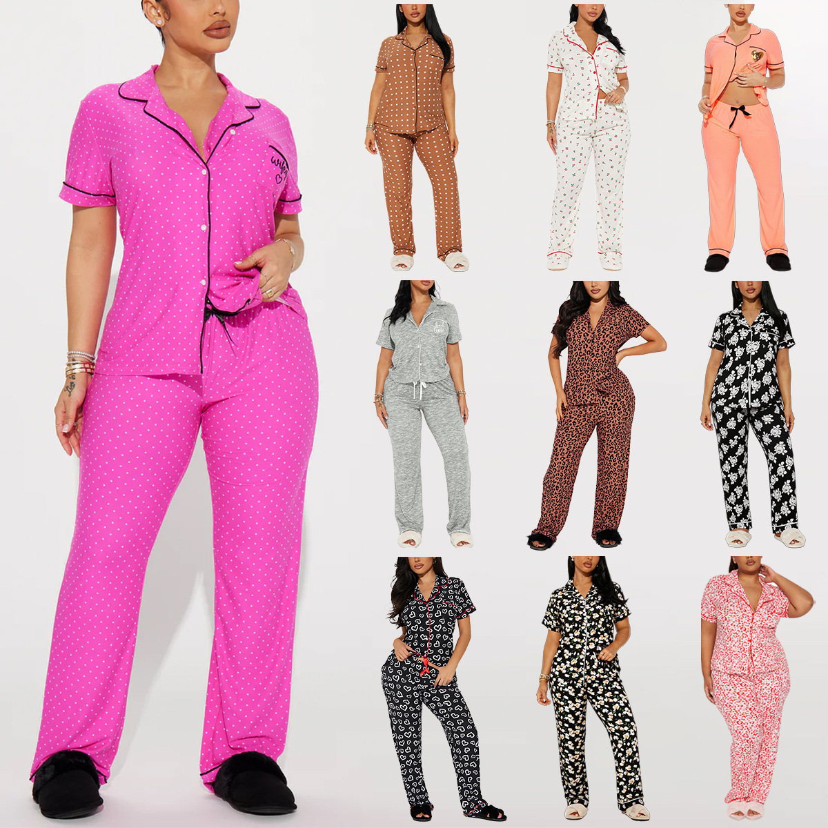 O1CN011yfr581mgj8WSeWnU_2829344984-0-cib Women's Printed Short-Sleeve Pajama Set - Image 1