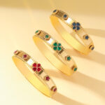 Bracelet for women European and American fashion cross-border ins four-leaf flower buckle flower zircon bracelet French niche design bracelet - Image 3