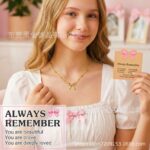 Stainless steel bow necklace for girls and women, non-fading pendant necklace, sweet titanium steel plated 18K gold necklace - Image 2