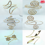 Factory direct sales cross-border fashion spiral thread geometric bracelet curtain buckle exaggerated flower arm bracelet diamond open arm bracelet - Image 2