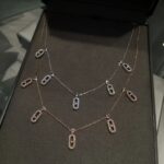 Cross-border high version Meijia five-diamond Move Uno sliding necklace for women pavé diamond light luxury pendant choker necklace