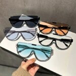 New fashionable large-frame one-piece sunglasses for women, high-end, big face, slimming, brown internet celebrity street style mask sunglasses - Image 3