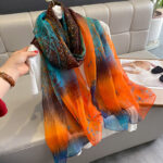 Silk scarf women's spring and autumn thin versatile soft gauze scarf long temperament scarf summer seaside sun protection beach towel shawl - Image 2