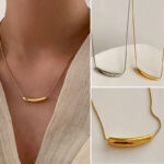 European and American cross-border French elbow small pepper eggplant necklace stainless steel 14K gold plated water drop ins style clavicle chain