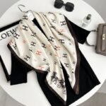 Hot selling new Korean style ins style big name printed letters high-end simulated silk ladies twill silk scarf for women - Image 2