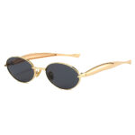 2025 Oval Small Frame Sunglasses 2025 New Sunglasses European and American Personalized Fashion Metal Sunglasses High-end