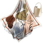 New simple color block printed silk scarf 90cm twill scarf Korean version versatile large square scarf sun protection shawl headscarf for women - Image 5
