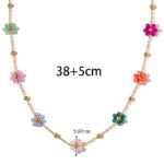 Titanium steel necklace European and American light luxury niche colorful five-flower bracelet bestie flower bracelet girls high-end handmade chain - Image 5