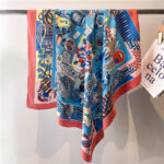 Spring and summer headscarf printed twill silk large square scarf small fragrant silk scarf women's anti-scarf decorative scarf shawl 90cm - Image 2