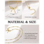 Stainless steel bow necklace for girls and women, non-fading pendant necklace, sweet titanium steel plated 18K gold necklace - Image 3