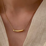 European and American cross-border French elbow small pepper eggplant necklace stainless steel 14K gold plated water drop ins style clavicle chain - Image 2