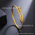 Cross-border Amazon BS titanium steel row diamond bracelet nail bracelet Kajia bracelet three-piece set 18K gold bracelet set - Image 4