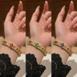 Bracelet for women European and American fashion cross-border ins four-leaf flower buckle flower zircon bracelet French niche design bracelet - Image 2