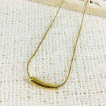 European and American cross-border French elbow small pepper eggplant necklace stainless steel 14K gold plated water drop ins style clavicle chain - Image 3