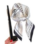 New Lily Printed 70 Square Scarf Simulated Silk Spring and Summer Sunscreen Scarf Versatile Decorative Scarf Women's Hijab Silk Scarf - Image 5